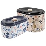 JOINPAYA Latas de Hojalata para Galletas 2 Piezas Tapa, Caja de Almacenamiento Metálica Sellada Estilo Jardín, Contenedor para Dulces y Snacks, Uso Doméstico y Festivo