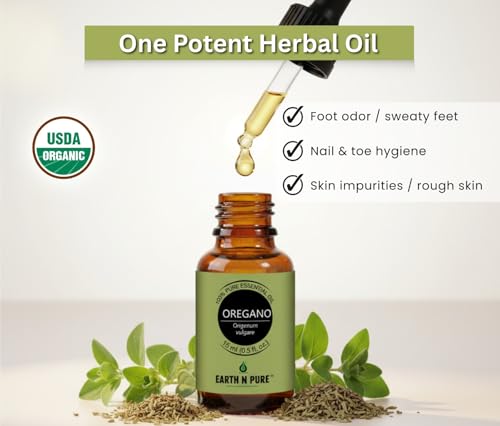 Image of Earth N Pure Oregano Essential Oil - 100% Pure & Natural, Steam Distilled - Warm Herbaceous Aroma for Diffusers, Massage Blends & DIY Care | 250ml