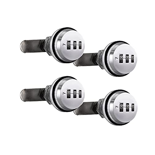 RecPro RV Cam Lock 3-Digit 3/4" Cylinder (4 Pack Chrome)