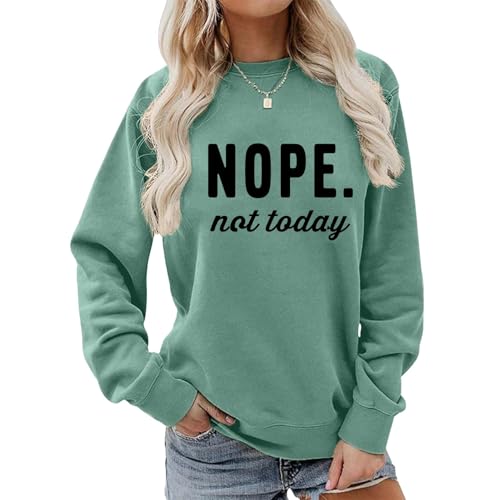 YITAN Women Graphic Cute Oversized Sweaters Funny Sweatshirts Light Green Medium