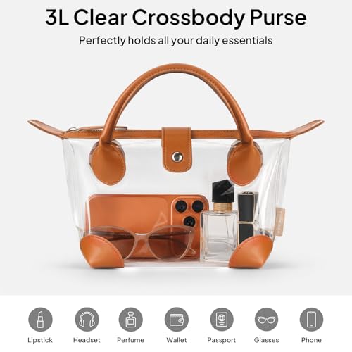 TOPEAST Clear Bag for Stadium Events, Stadium Approved Clear Purse Crossbody Handbags with Quick-Access Pouch and Adjustable Boho Strap for Women Concerts Sports, Brown - image 5
