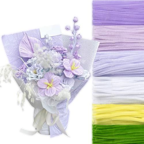 Image of Peryiter 500pcs Pipe Cleaner Craft Pack, Light Purple Flower, 12 Inch