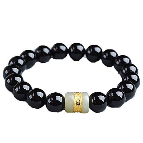 Bracelet en jade Hetian naturel idée cadeau bien-être unisexe avec perles de Xinjiang