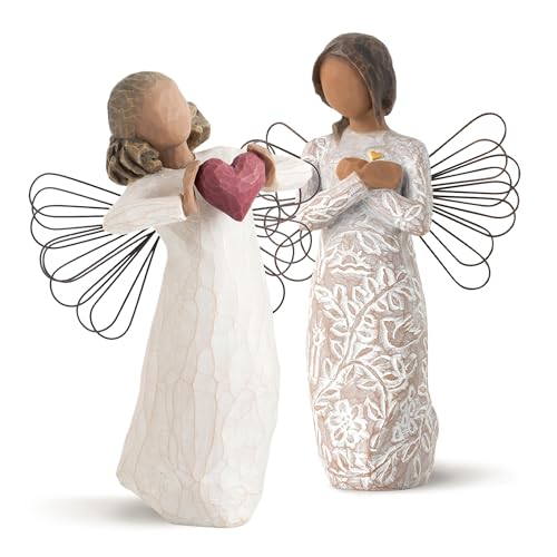 Willow Tree with Love Angel Figure Plus Remembrance (Darker Skin) Angel Figure, Sculpted Hand-Painted 2 Piece Set