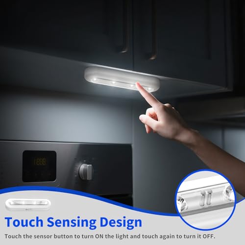 OxyLED Stick-On Touch Sensor LED Lights - 140° Adjustable Angle, Touch Control, Battery-Powered for Wardrobes, Cabinets, Hallways & Stairs, White - Cosy Home Interiors OxyLED Stick-On Touch Sensor LED Lights - 140° Adjustable Angle, Touch Control, Battery-Powered for Wardrobes, Cabinets, Hallways & Stairs, White - Image 2