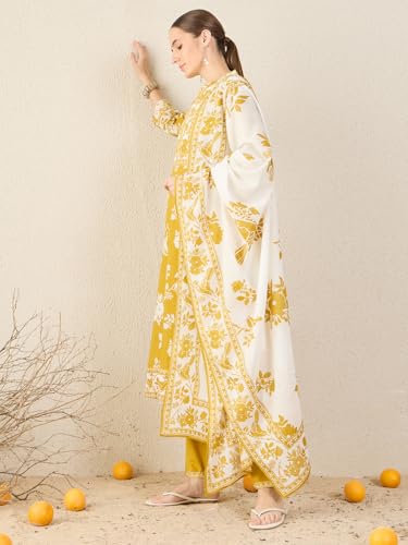 Image of INDO ERA Women's Pure Cotton Animal Printed Straight Kurta & Pant with Dupatta Set (IESTR11803)