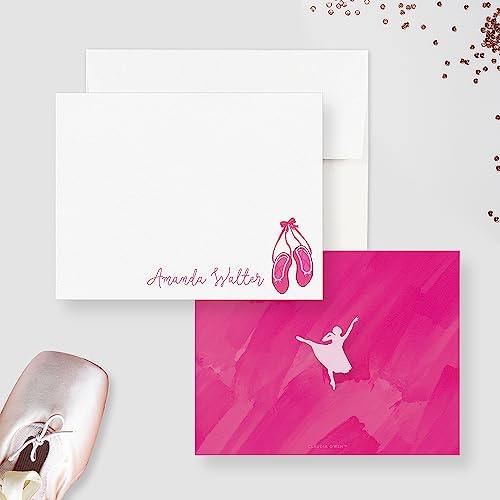 Personalized Ballerina Note Cards with Envelopes, Ballerina Thank You Cards, Ballet Shoes Stationary Set for Girls, Ballet Dancer Gifts, Ballet Letter Writing Paper Cards2