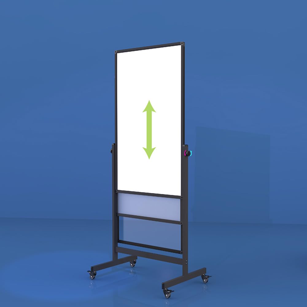IVOL Mobiles Whiteboard - Schwarz lackierter Stahl - Doppelseitig - Magnetisch & Höhenverstellbar - 80x120 cm