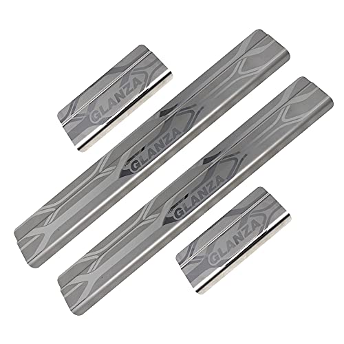 Image of GFX Car Door Sill Guard - Stainless Steel, Protects Painted Edges from Scuffs or Scratches Compatible with Glanza Set of 4Pcs (After-Market) Model - 2019 Onwards
