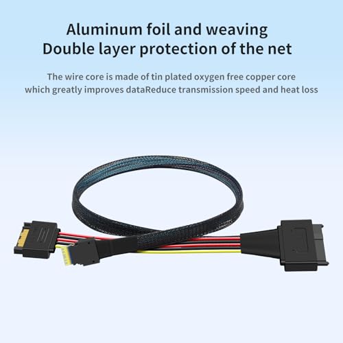 Cable adaptador SFF8654 4i a SFF8639 + SATA 0.8m PCIe 4.0 miniatura 6