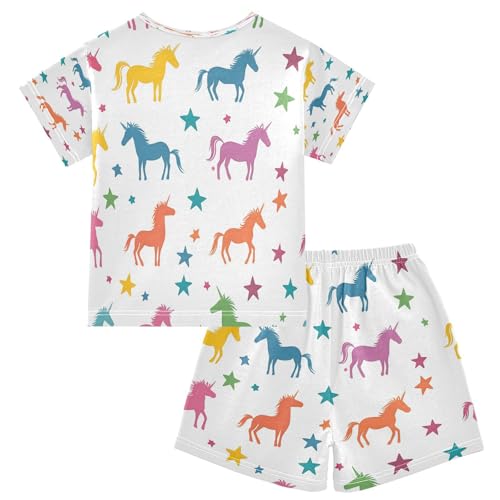 senya Short Sleeve Pajamas Sets Summer Cotton Sleepwear Colorful Unicorn Pattern2