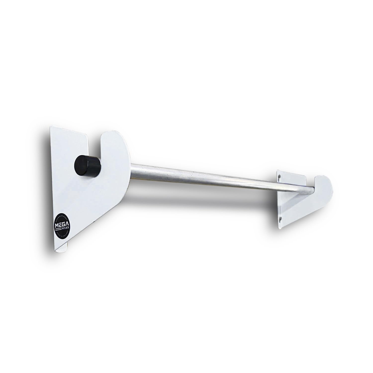 MegaMaxx UK Wall Mount Cable Reel Holder – Ice White Brackets with 750mm Pole – for 150mm Reels – Workshop, Garage or Van Storage – UK Made