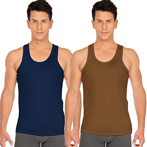 white rose Men's Cotton Vest Sleeveless Combo Pack (Pack of 2) Navy, Gold-picture-37