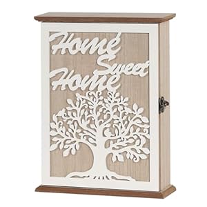 QILICZ Holz Schlüsselkasten Lebensbaum Weiß
