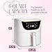 Paris Hilton Air Fryer, Large 6-Quart Capacity, Nonstick Made without PFAS, Touchscreen Display, 8-in-1 (Air Fry, Roast, Broil, Bake, Reheat, Keep Warm, Pizza, Dehydrate), Dishwasher Safe, White