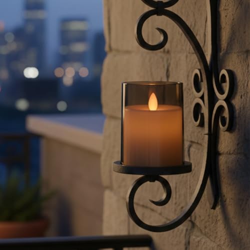 Image of LTETTES Flameless LED Candle with Grey Acrylic Fiberglass - 4x3 inch| Swiveling Faux Wick, AA Battery Powered with Remote & Timer | Smokeless Electric Candle for Home, Festival, Wedding Decor & Gifting