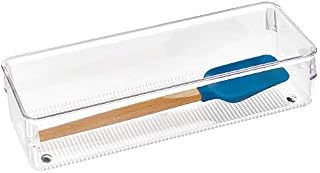 iDesign Linus Organiser Tray, Small Plastic Drawer Insert, Works Well as Accessories Organiser, Clear