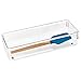 iDesign Linus Schubladenorganizer, kleiner Schubladeneinsatz aus Kunststoff für Besteck und andere Utensilien, durchsichtig, 8.1 cm x 25 cm x 5.1 cm