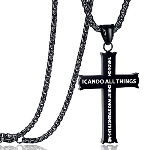 GILIEYER Cruz Dog Tag Collar Para Hombres, Inspirador Versículo De La