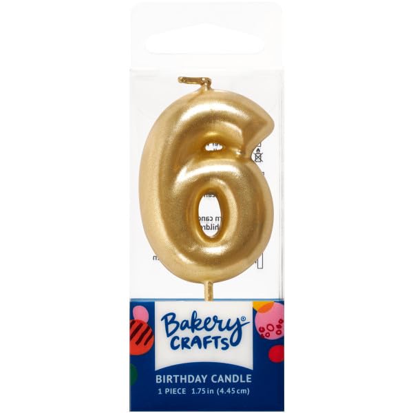 Mini bougie en cire numéro 6 doré DecoPac Bakery Crafts gâteau fête