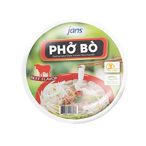 Jans Phá»Ÿ, Vietnamese Style Instant Rice Noodle, 2.4 oz (Beef (BÃ²), Pack of 12)