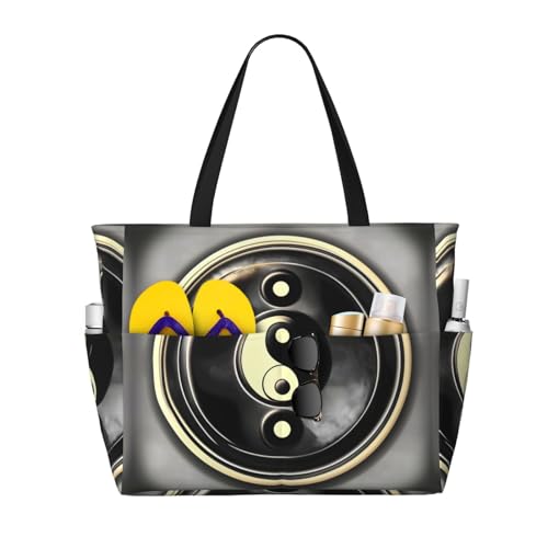 Sac à bandoulière imperméable Yin-Yang : grand cabas de plage et voyage tendance