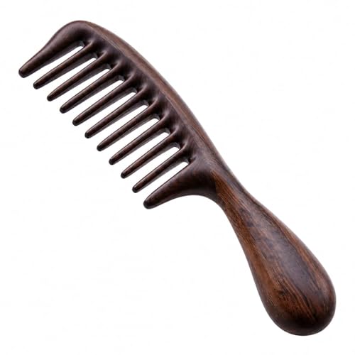 Peine de madera natural Melune para cabello rizado grueso miniatura 1