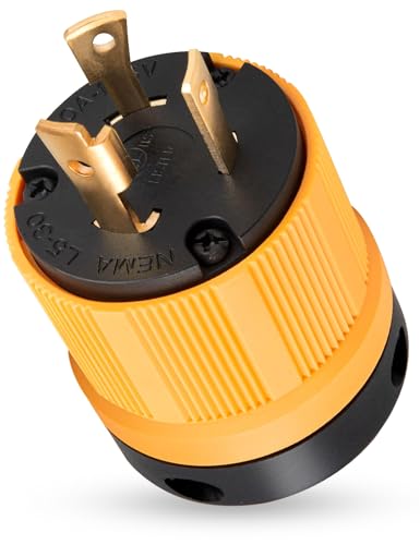 MECMO 30A 125V NEMA L5-30P Generator Locking Plug UL Listed 3 Prong Twist Lock RV Marine Generator Male Plug Connector 30 Amp 125 Volt 2 Pole 3 Wire Grounding Industrial Grade Heavy Duty