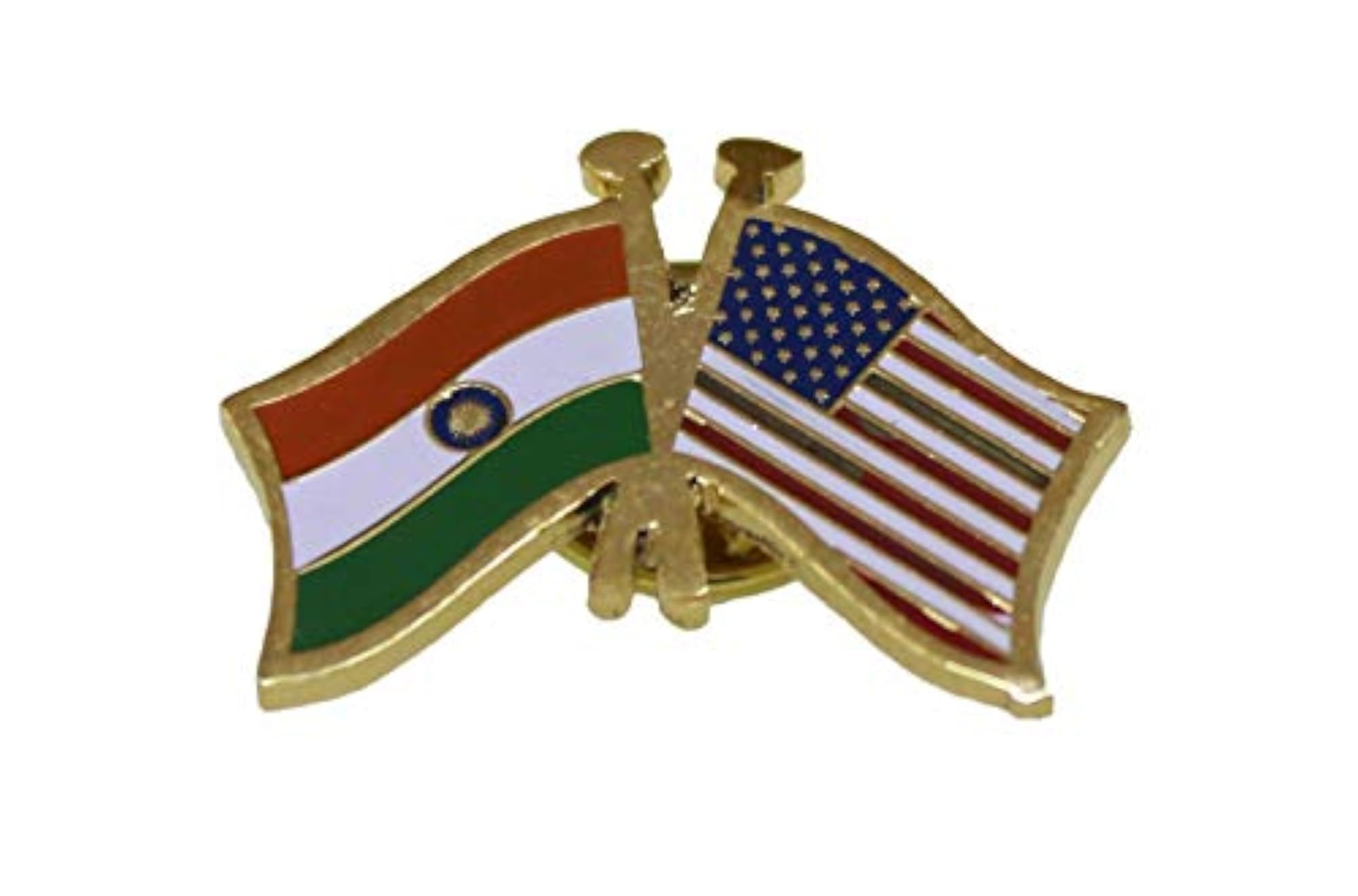 India-USA Cross Brass Lapel Pin, Custom Brooch Badge