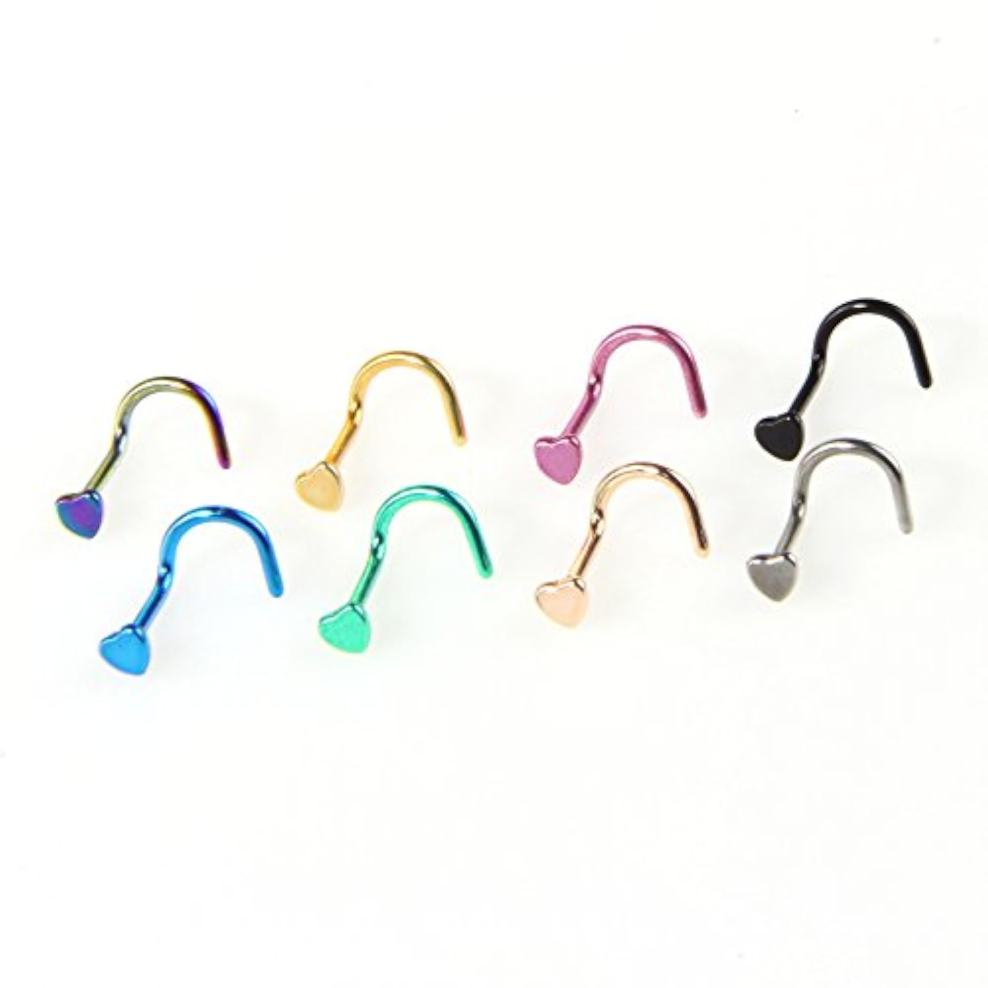 Fashion Stainless Steel Heart Nose Rings Set
