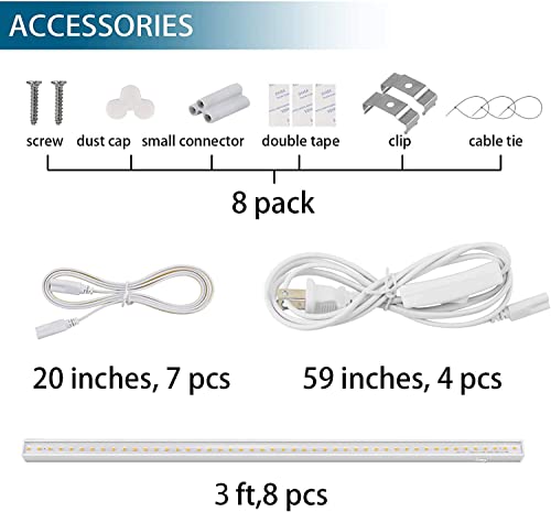 Barrina T5 Grow Lights, Full Spectrum Led Grow Lights For Indoor Plants, 3Ft 128W (8 X 16W, 800W Equivalent), Grow Lights For Seed Starting, Greenhouse, Plug And Play, Pinkish White, 8-Pack #TOP6