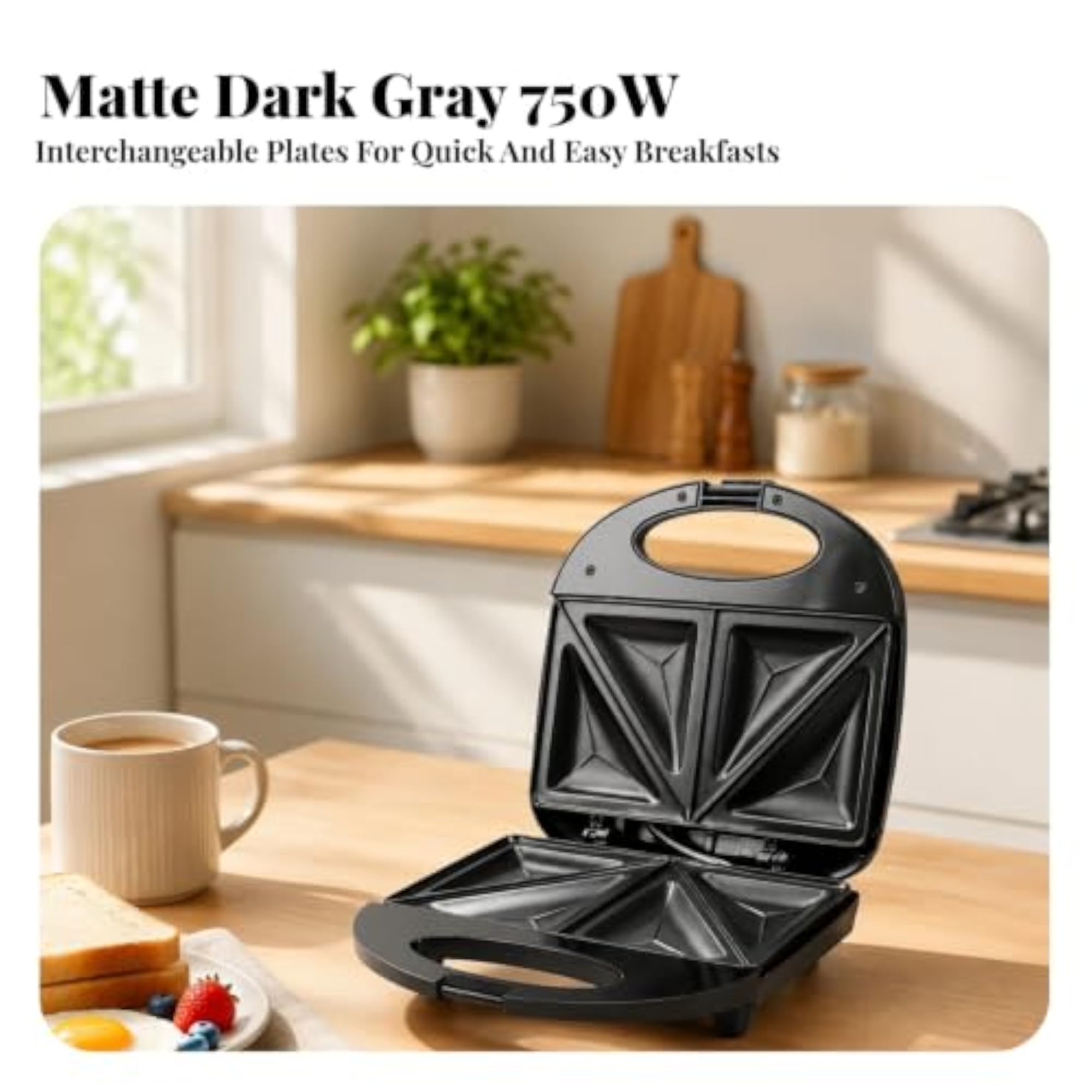 Compact Electric Sandwich Toaster, Easy to Clean
