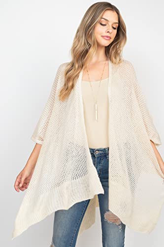 Image of RIAH FASHION Bohemian Sequin Glitter Shawl Wrap Poncho - Kimono Cardigan, Sparkly Metallic Mesh Scarf, Open Knit Crochet