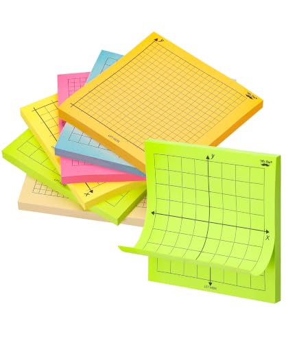 Mr. Pen Bloc papier quadrillé 6 bloc, 3x3po, couleurs vives, mini carnet maths