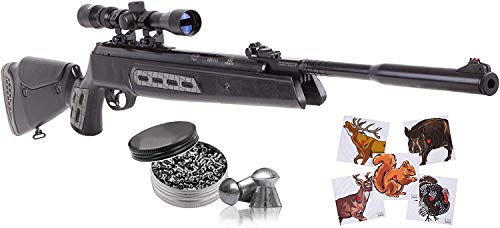 Wearable4U Hatsan Mod 125 AirRifle Sniper Vortex Quiet Energy QE Break Barrel .22 Cal Air Rifle, 1000 FPS, Black with Included Pack of 250x.22 Caliber Pellets and 100xPaper Targets Bundle