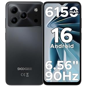 DOOGEE Note56 Android 16 Smartphone Pas Cher, 6150mAh Telephone Portable Écran 6.56&Prime; HD+/90Hz 24Go+64Go/TF 2To, 8MP+5MP, Débloqué 4G Dual SIM, Octa Core, Face ID/OTG