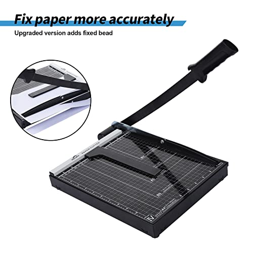Image of ISDIR Guillotine Paper Cutter 12 inch with Integrated Pressure Bar - Heavy Duty Metal Base, 15 sheet Capacity, Magnetic Guide & Safety Guard - Precision Trimmer for Cardstock, Crafts, DIY, Photos & Office