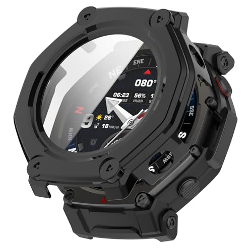 SHEAWA for Amazfit T-Rex3 Pro P[X Jo[ PC+KXtB Sʕی 9Hdx ̌^یP[X یJo[ ϏՌ ANZT[ (ubN)