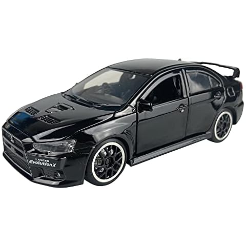 1:32 Scale Lancer Evolution X EVO 10 Final Edition Diecast Model by JackieKim JDM Alloy Diecast Model Doors Openable with Light & Sound MiniAuto (Black) Cover
