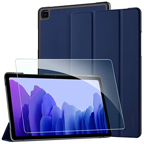 EasyAcc Hülle Kompatibel mit Samsung Galaxy Tab A7 10.4 2020 mit Panzerglas -Ultra Dünn mit Standfunktion Slim PU Leder Smart Schutzhülle Kompatibel Galaxy Tab A7 10.4 2020 SM-T500/SM-T505 Blau