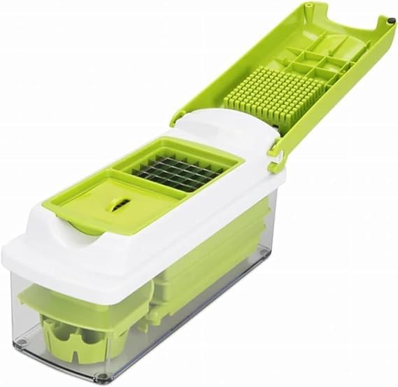 Generic Transform Your Kitchen with Our Green & White Clear Fruit and Vegetable Slicer - Master Every Slice with Ease, FHC5775
