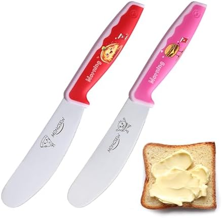 2PCS Butter Knife Spreader, MONGSEW 4.7 Inch Stainless Steel Sandwich Butter Spreader Knife for Food with Serrated Edge , Great for Butter, Cheese, Sandwhich Peanut, Jam, Dishwasher Safe (Stylish Pattern)