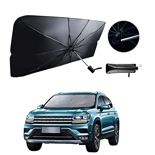 Car Windshield Sun Shade Umbrella, Foldable Sunshades Umbrella To Block Uv Rays, 360° Rotation Bendable Handle Sun Visor Protector For Front Windshield, Universal For Most Cars, Suv, Trucks （Black-2） #TOP27
