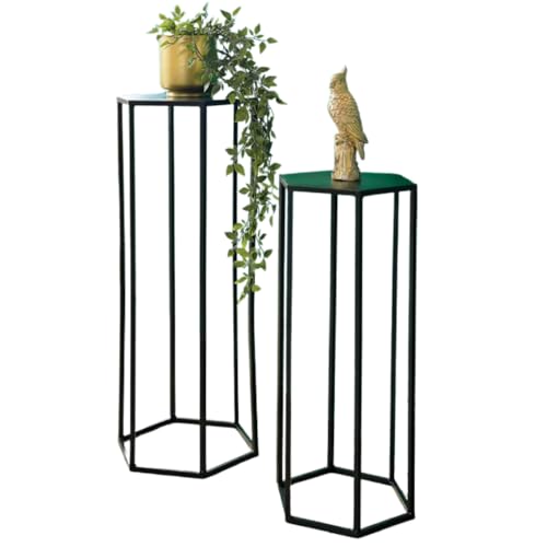 spot on dealz Set of 2 Plant Stands - Black Metal Iron Plant Holders Tall & Small Indoor Planter Stands Modern Decorative Plant Display Stands for Home, Garden,