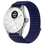GIOPUEY 20mm Cinturini Compatibile con Withings ScanWatch 2 42mm/Nova 42mm, Nylon Traspirante Sport Loop Cinturino in Morbido Nylon Intrecciato Strap Band - Darkblue