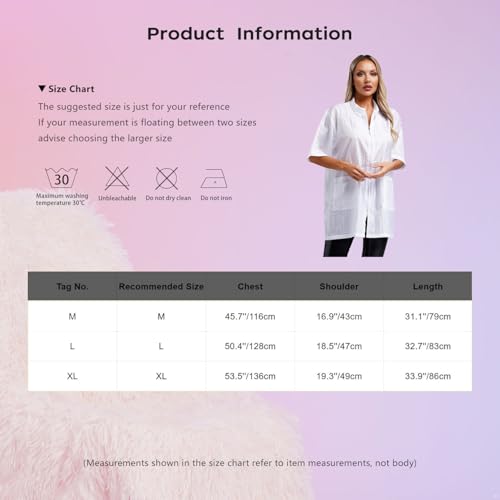 YiZYiF Damen Kittel Berufskleidung Friseur Hundefriseur Schürze Kurzarm Mit Tasche Für Barbier SPA Salon Haustierklinik Burgundy XL