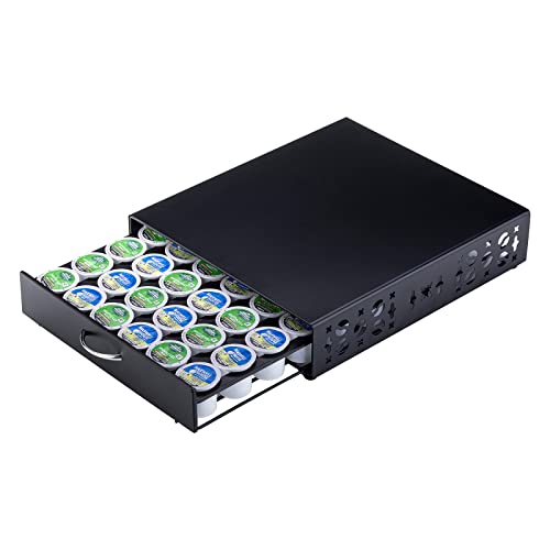 Rice rat K Cup Pod Holde iron Top Drawer,Coffee Pod Holder Capsule Display Storage compatibility 42 k-cup (Black)