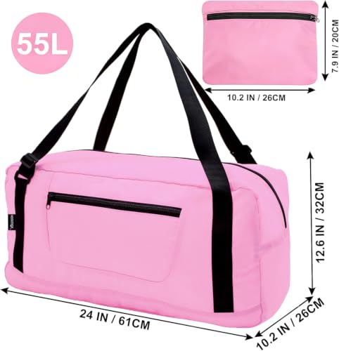 Image of HOLYLUCK Foldable Travel Duffel Bag For Women & Men Luggage Great for Gym -55L, Pink