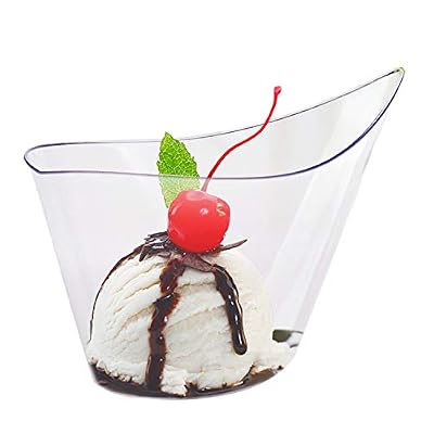 Tosnail 75 Pack 7 Ounce Clear Plastic Dessert Cups with 75 Pieces Clear Plastic Tasting Spoons