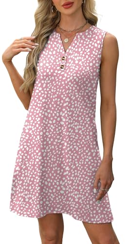 Image of XIEERDUO Summer Dresses for Women 2026 Beach Vacation Clothes V Neck Button Sundresses with Pockets